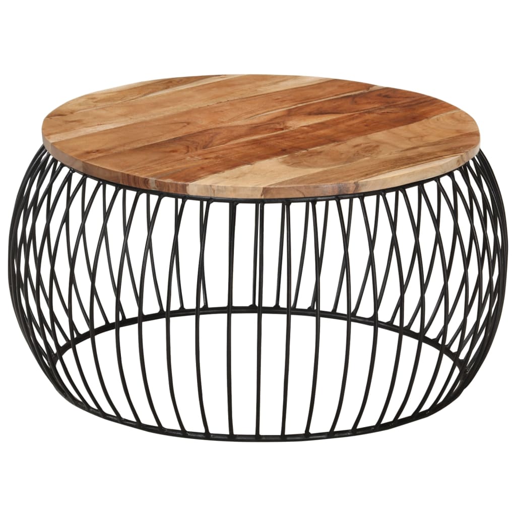 Mesa de centro de madera maciza de acacia Ø68 cm