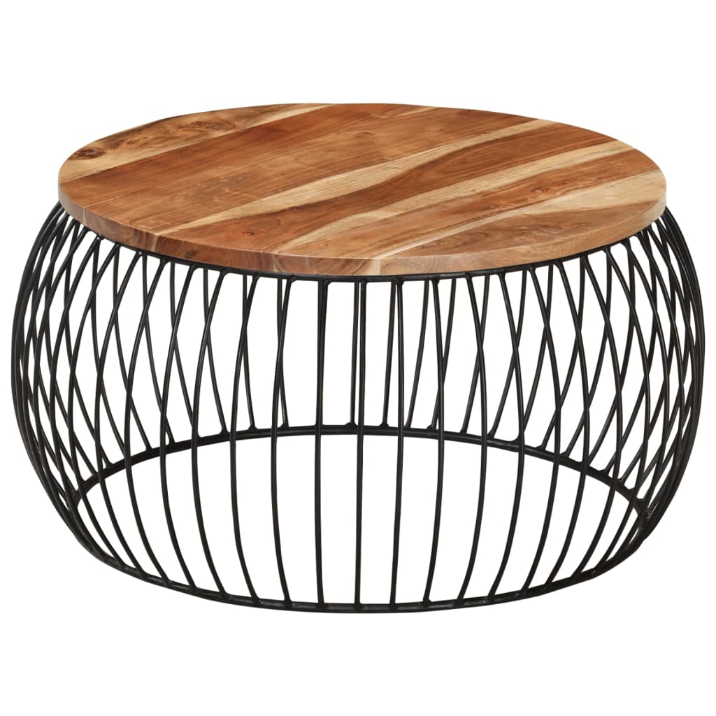 Mesa de centro de madera maciza de acacia Ø68 cm