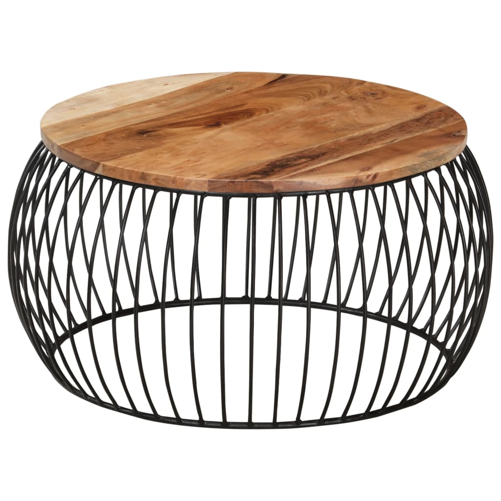 Mesa de centro de madera maciza de acacia Ø68 cm
