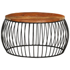 Mesa de centro de madera maciza reciclada Ø68 cm