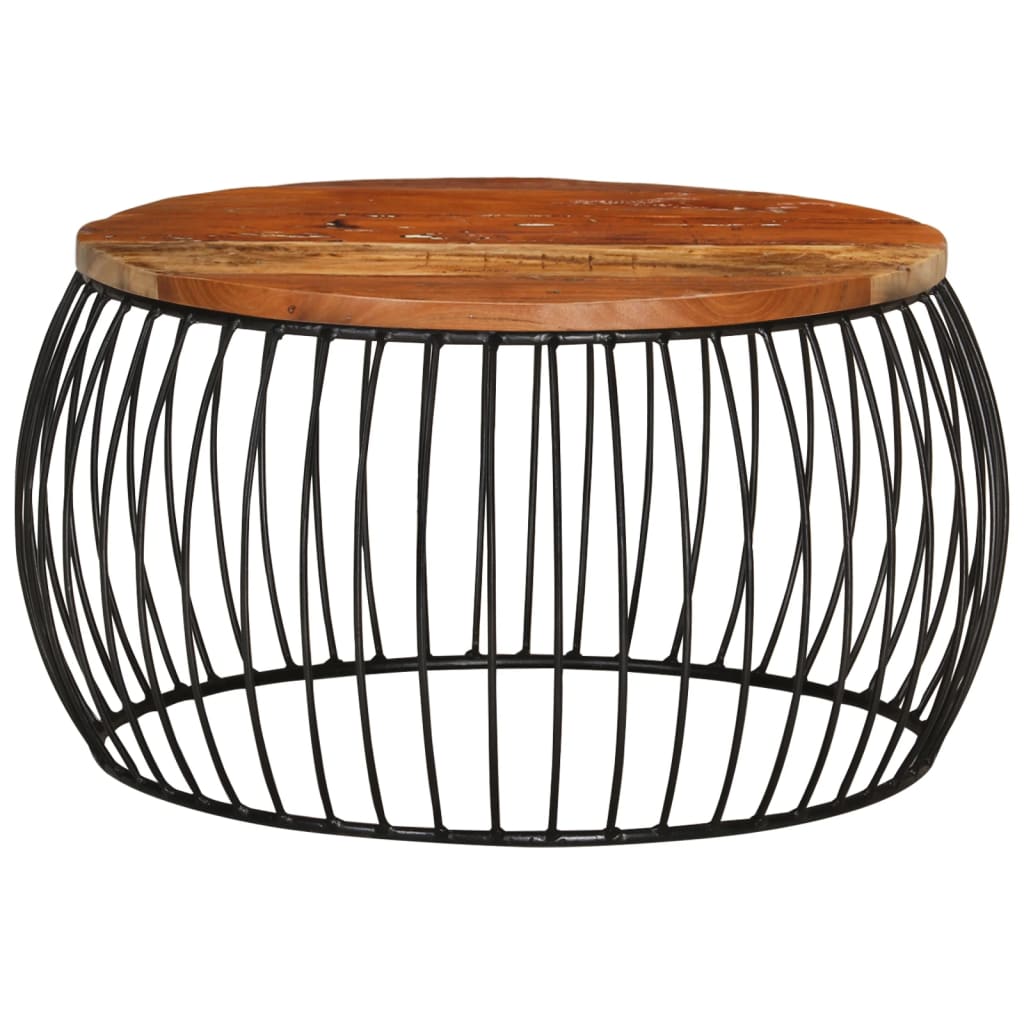 Mesa de centro de madera maciza reciclada Ø68 cm