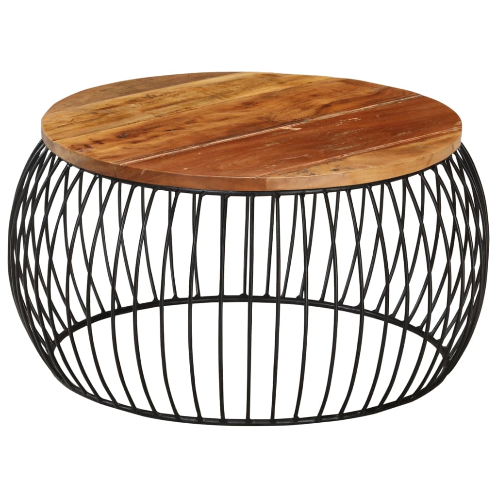 Mesa de centro de madera maciza reciclada Ø68 cm