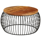 Mesa de centro de madera maciza reciclada Ø68 cm