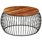 Mesa de centro de madera maciza reciclada Ø68 cm