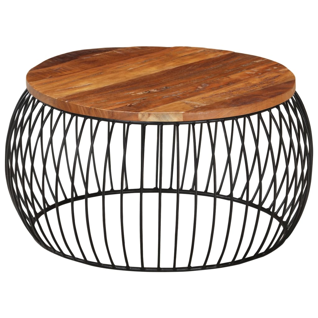 Mesa de centro de madera maciza reciclada Ø68 cm