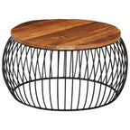 Mesa de centro de madera maciza reciclada Ø68 cm