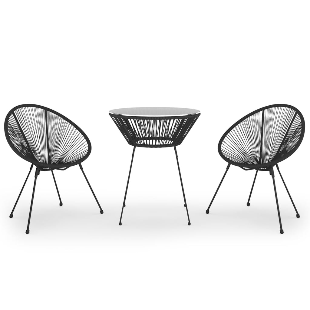 Juego de comedor para jardín 3 piezas negro