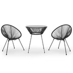 Juego de comedor para jardín 3 piezas negro