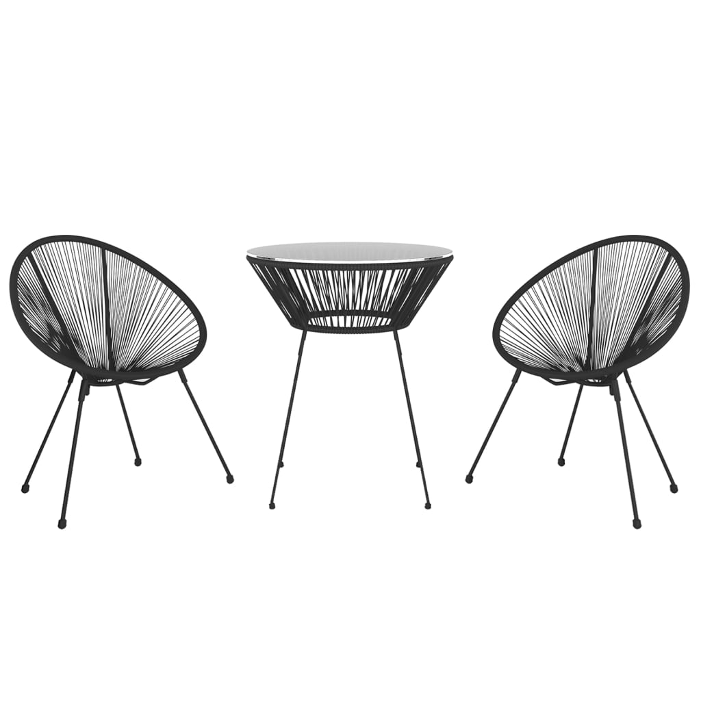 Juego de comedor para jardín 3 piezas negro