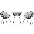 Juego de comedor para jardín 3 piezas negro