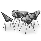 Juego de comedor de jardín 5 piezas negro