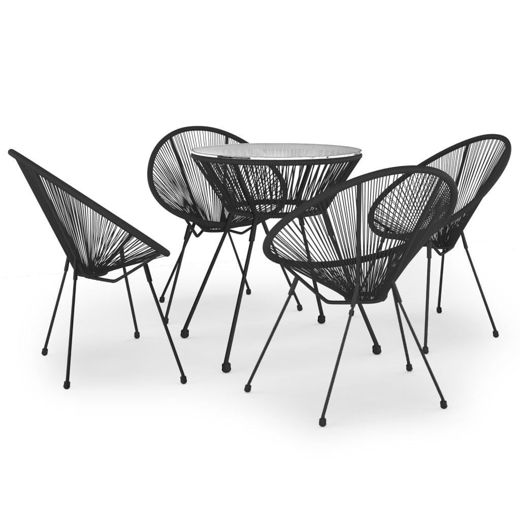 Juego de comedor de jardín 5 piezas negro