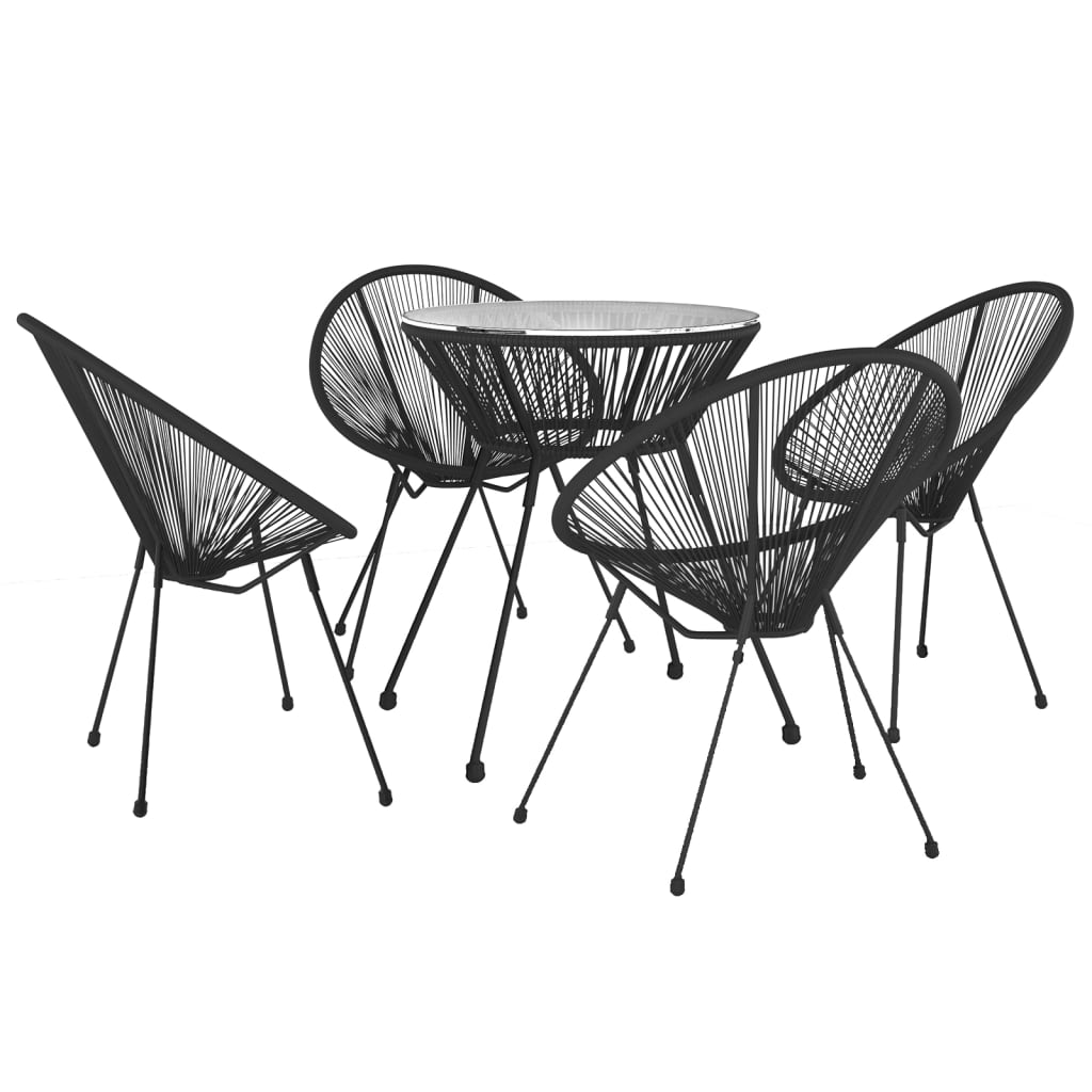 Juego de comedor de jardín 5 piezas negro