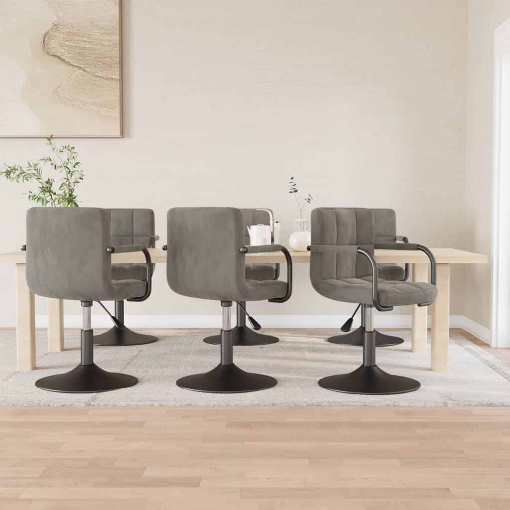 Sillas de comedor giratorias 2 uds de terciopelo gris claro