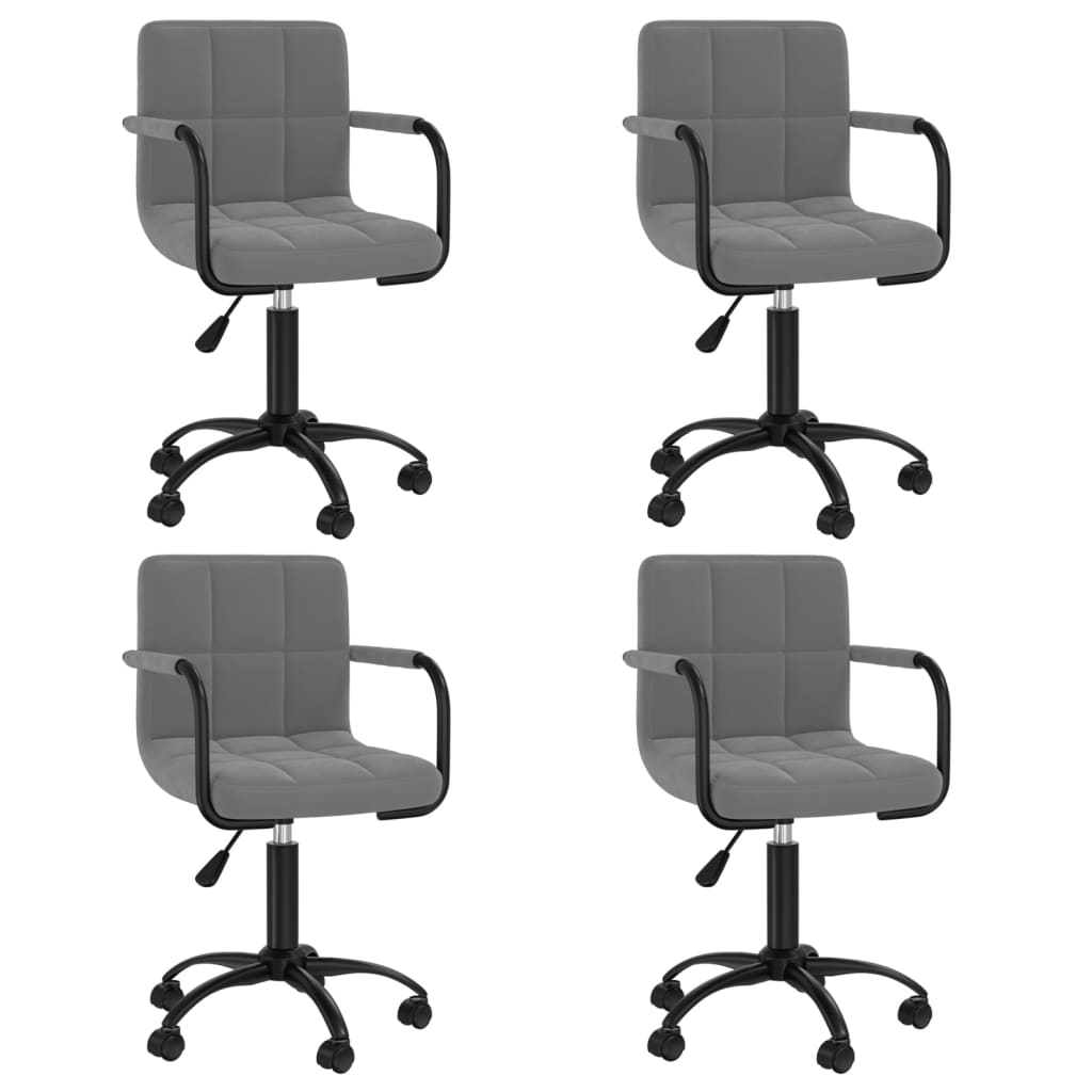 Sillas de comedor giratorias 4 uds de terciopelo gris claro