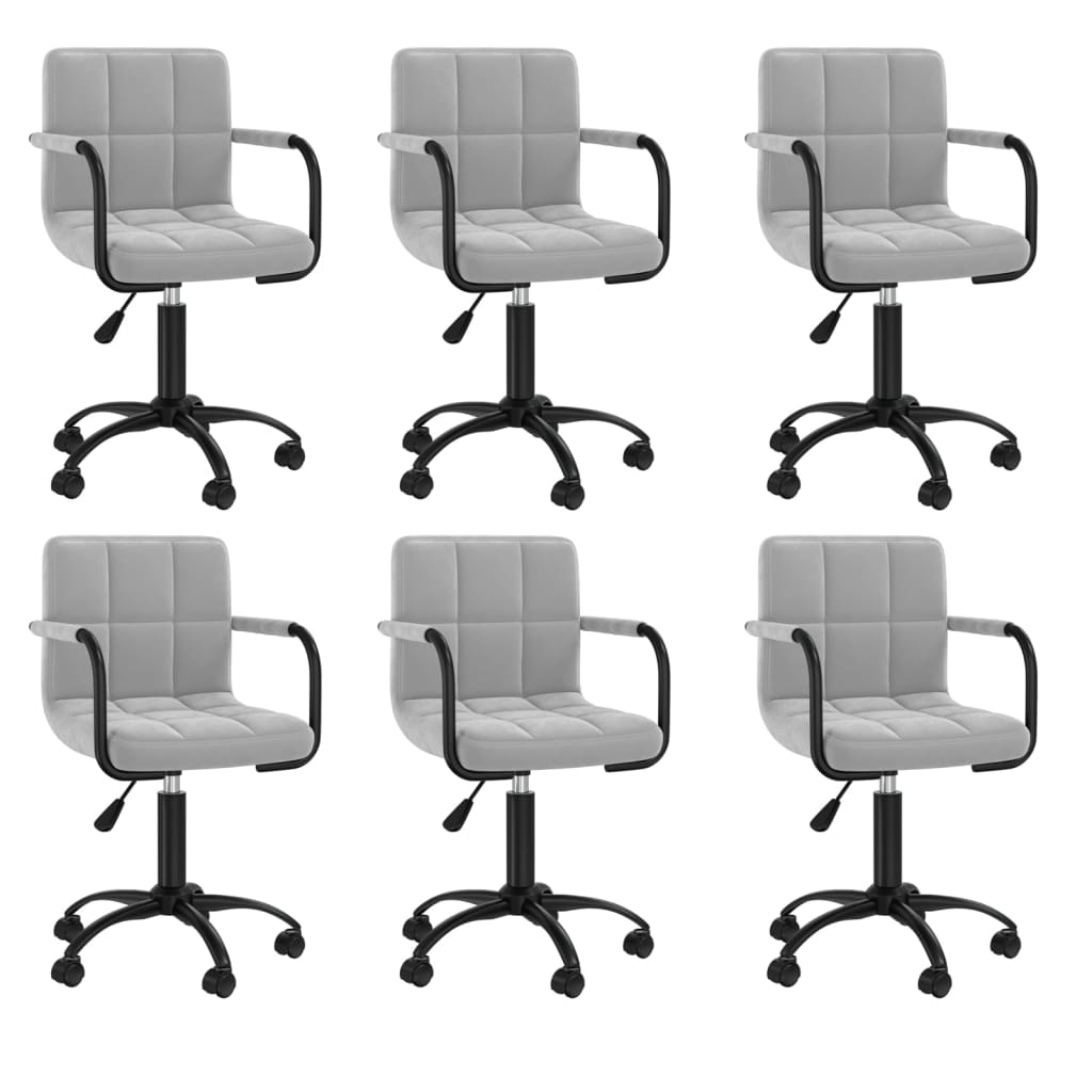Sillas de comedor giratorias 4 uds de terciopelo gris claro