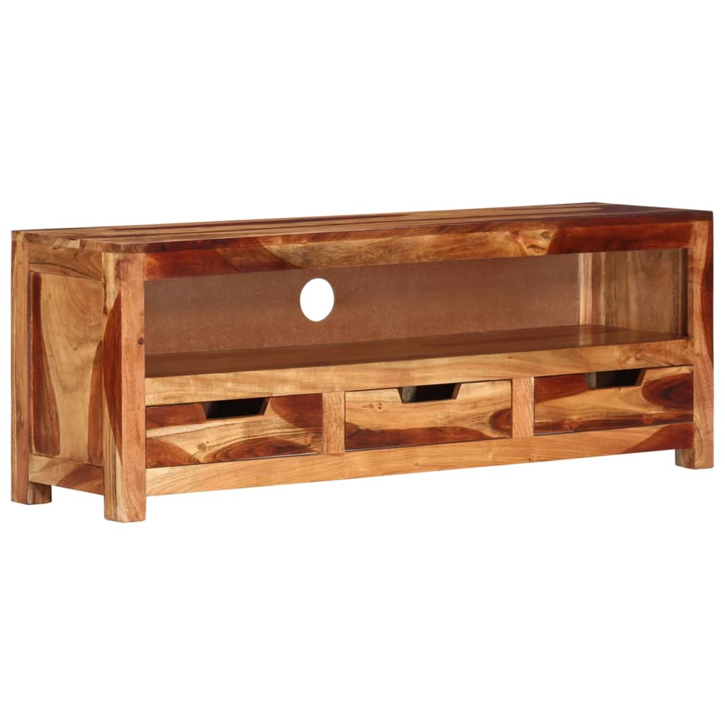 Mueble de TV madera maciza de acacia 110x30x40 cm