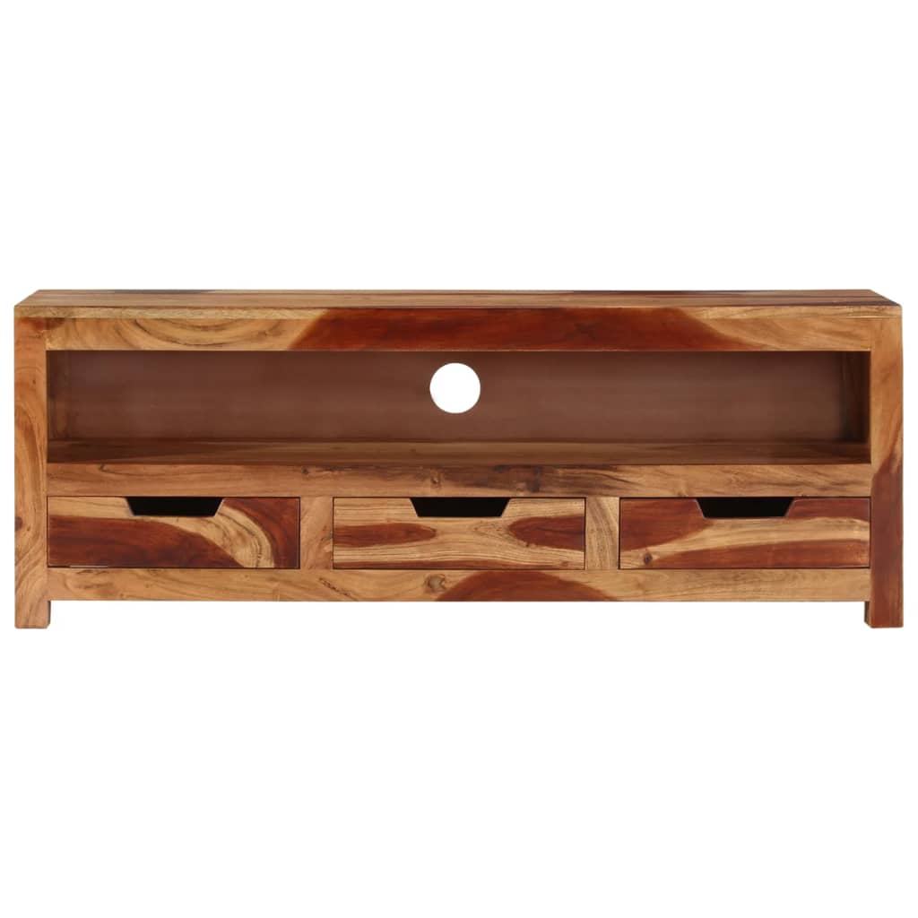 Mueble de TV madera maciza de acacia 110x30x40 cm
