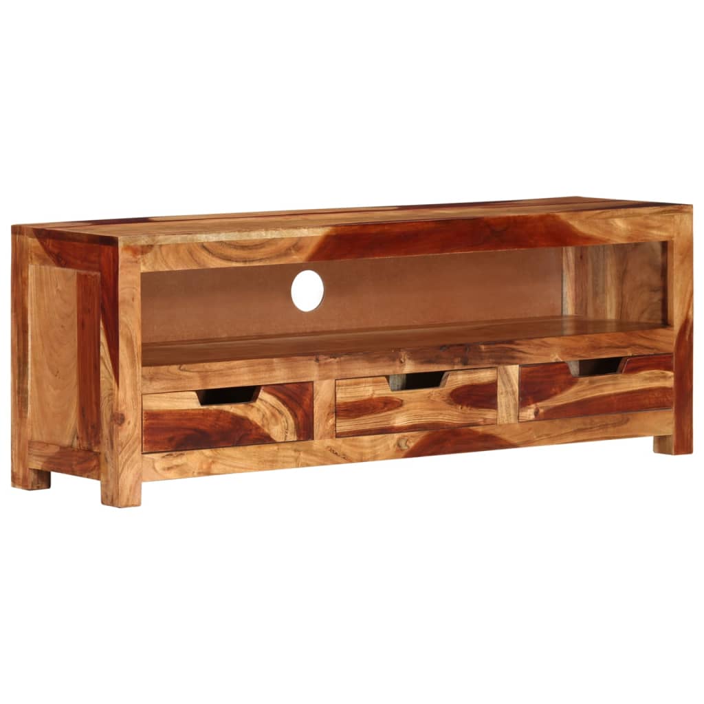Mueble de TV madera maciza de acacia 110x30x40 cm