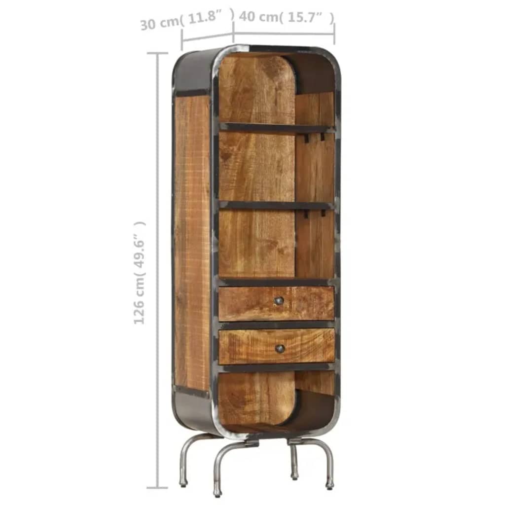 Aparador alto de madera maciza de mango 40x30x126 cm