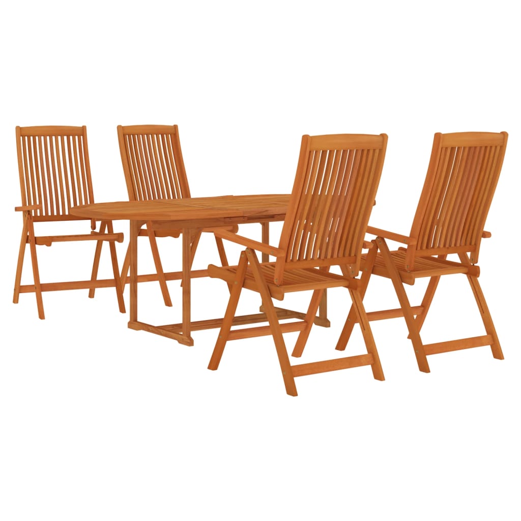 Juego de comedor para jardín 5 pzas madera maciza de eucalipto