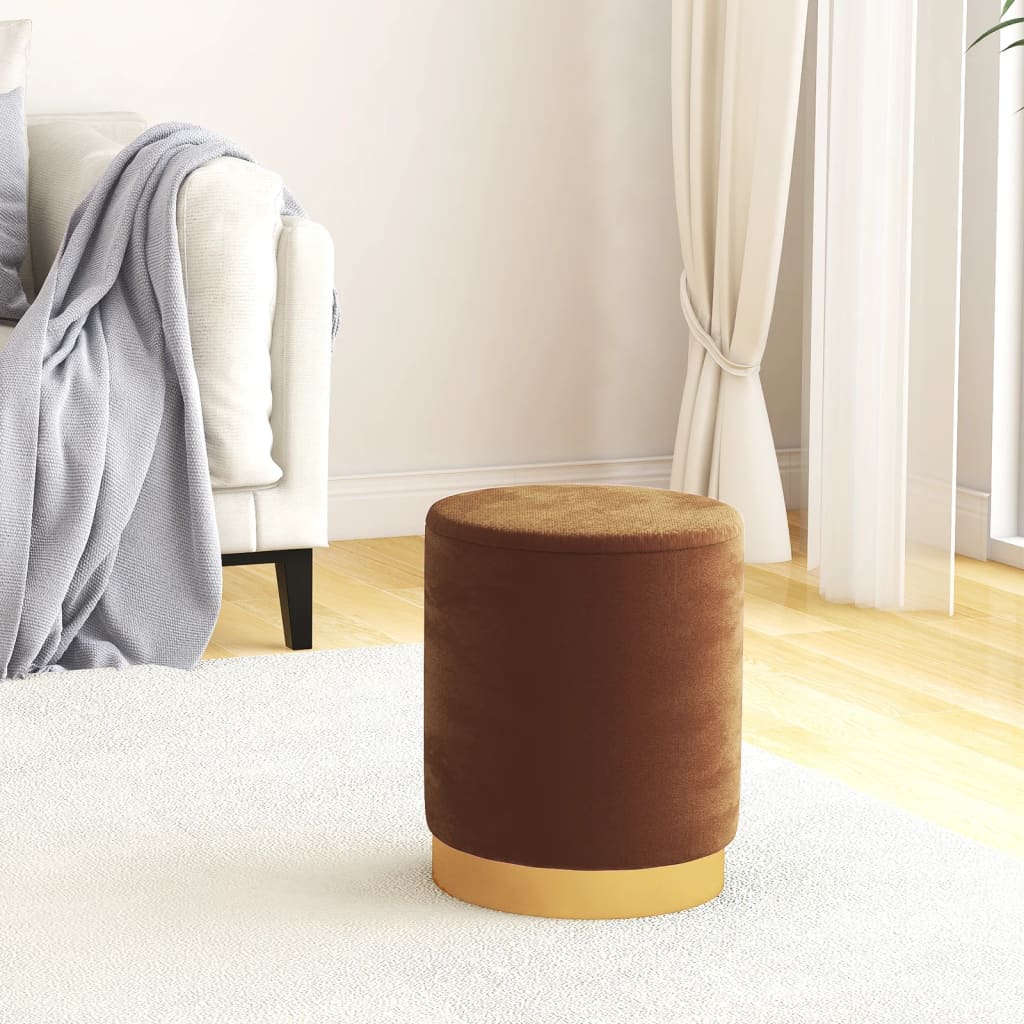 Hocker de almacenaje redondo verde mostaza terciopelo 31 x 37 cm