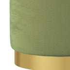 Hocker de almacenaje redondo verde mostaza terciopelo 31 x 37 cm