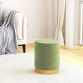 Hocker de almacenaje redondo verde mostaza terciopelo 31 x 37 cm