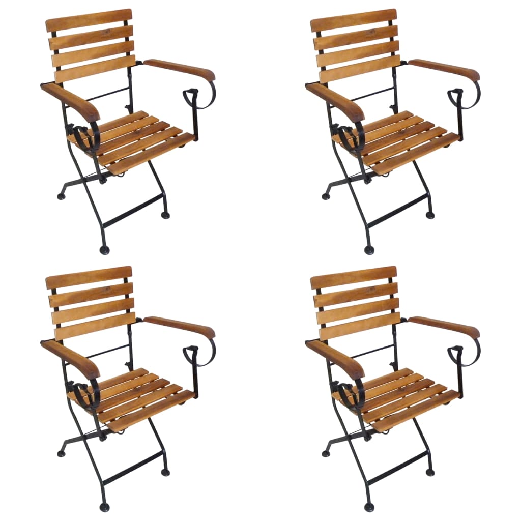 Sillas de jardín plegables 4 uds madera maciza acacia y acero