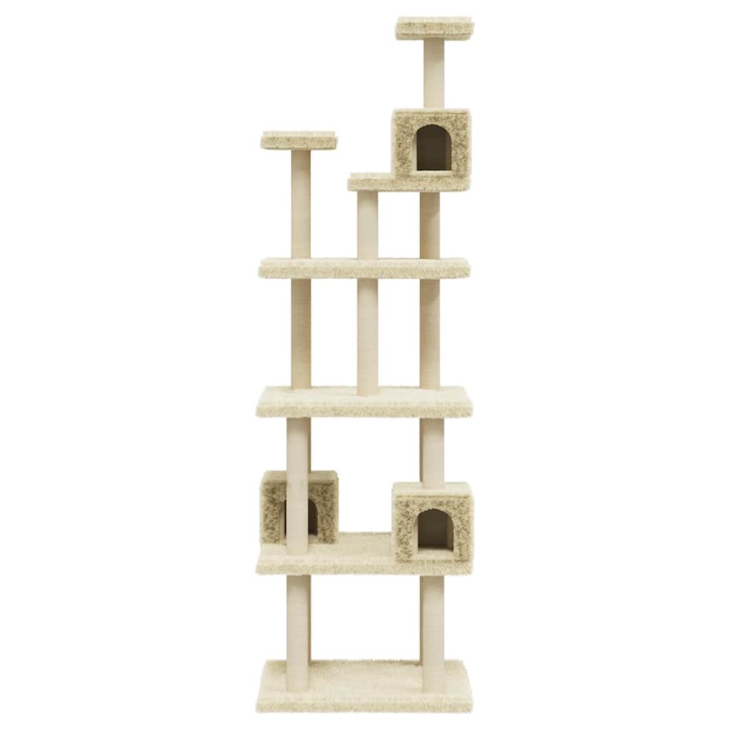Rascador para gatos con postes de sisal crema 188 cm
