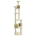 Rascador para gatos con postes de sisal crema 188 cm