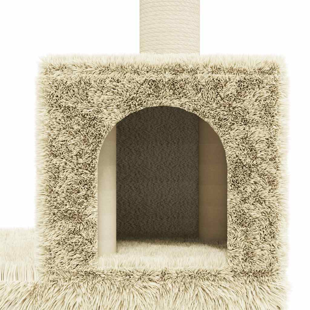 Rascador para gatos con postes de sisal crema 188 cm