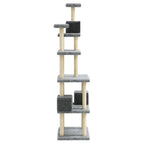 Rascador para gatos con postes de sisal gris claro 188 cm