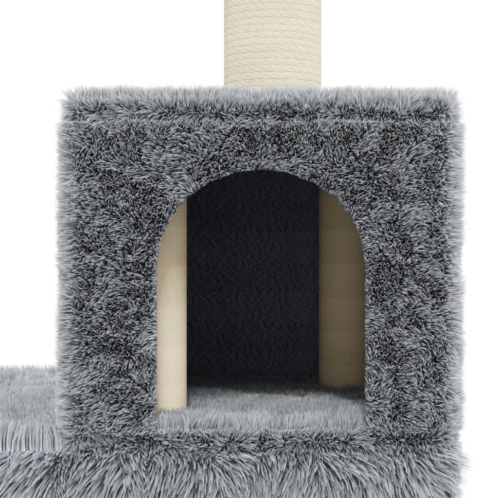 Rascador para gatos con postes de sisal gris claro 188 cm