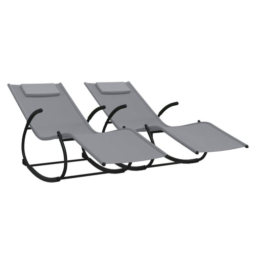 Rocking Sun Lounger 2-piece Steel and Textilene Grey