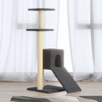 Rascador para gatos con postes de sisal gris oscuro 183 cm