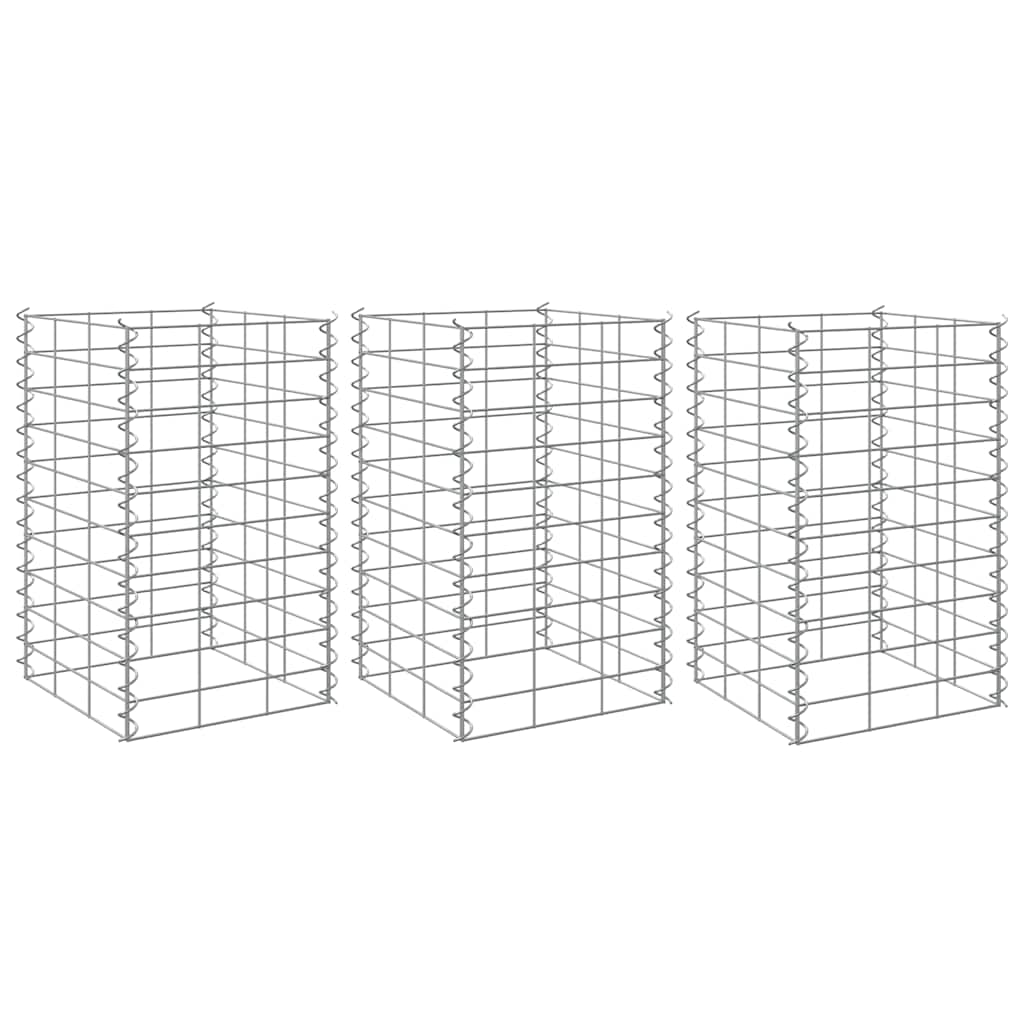 Arriates de gaviones 3 unidades hierro 30x30x100 cm