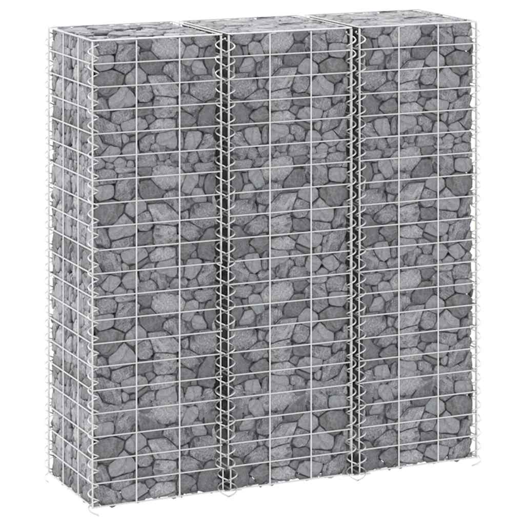 Arriates de gaviones 3 unidades hierro 30x30x100 cm