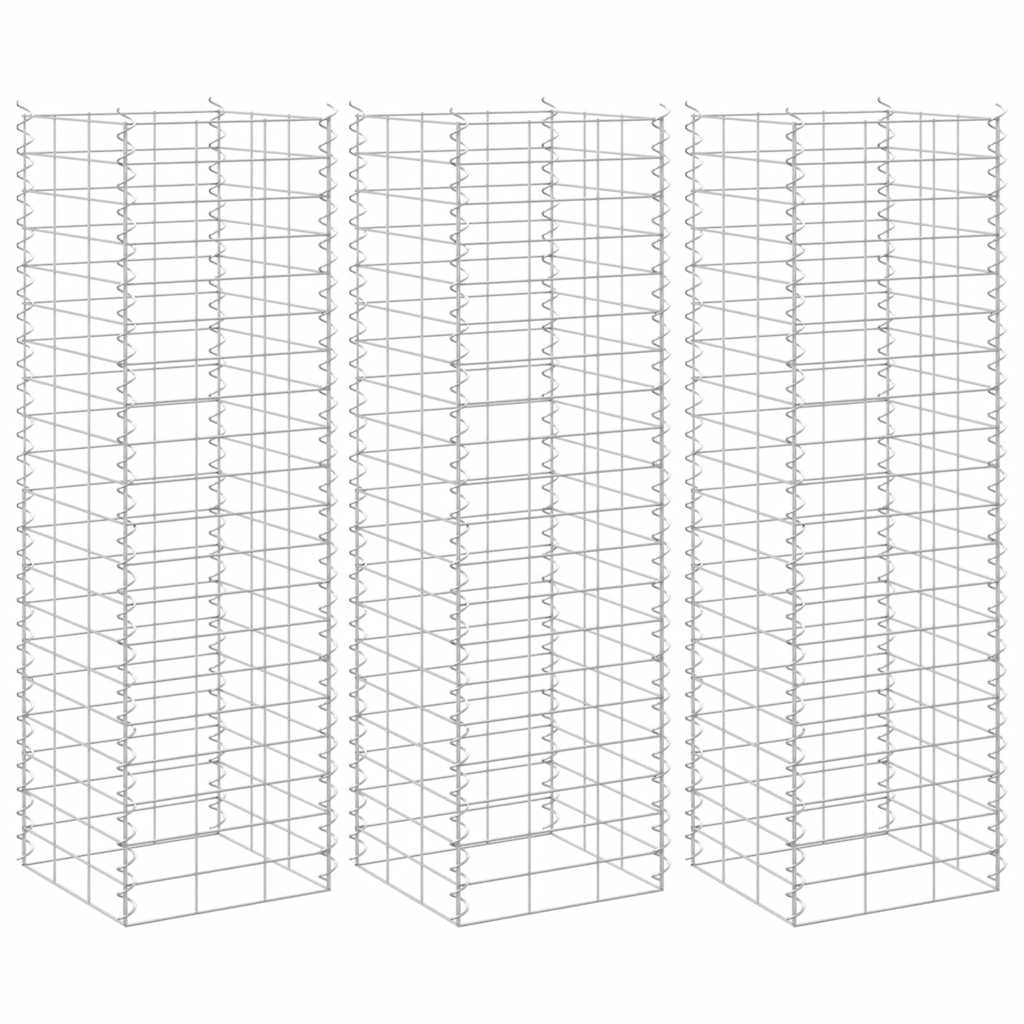 Arriates de gaviones 3 unidades hierro 30x30x100 cm