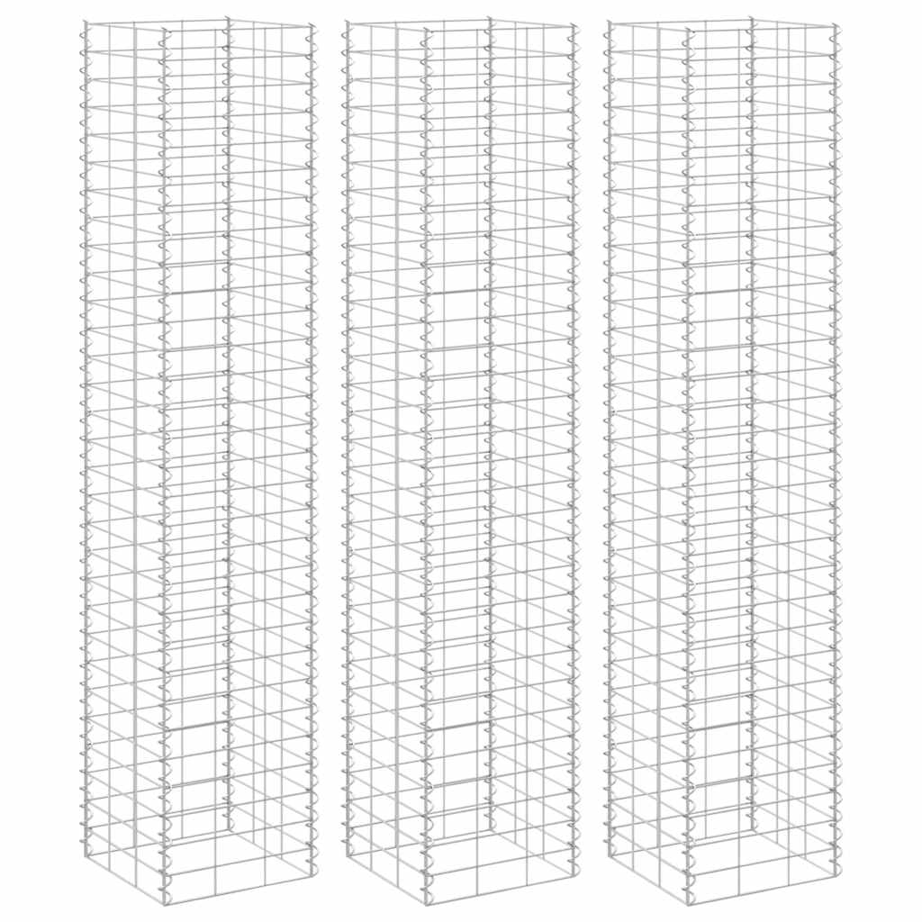 Arriates de gaviones 3 unidades hierro 30x30x100 cm