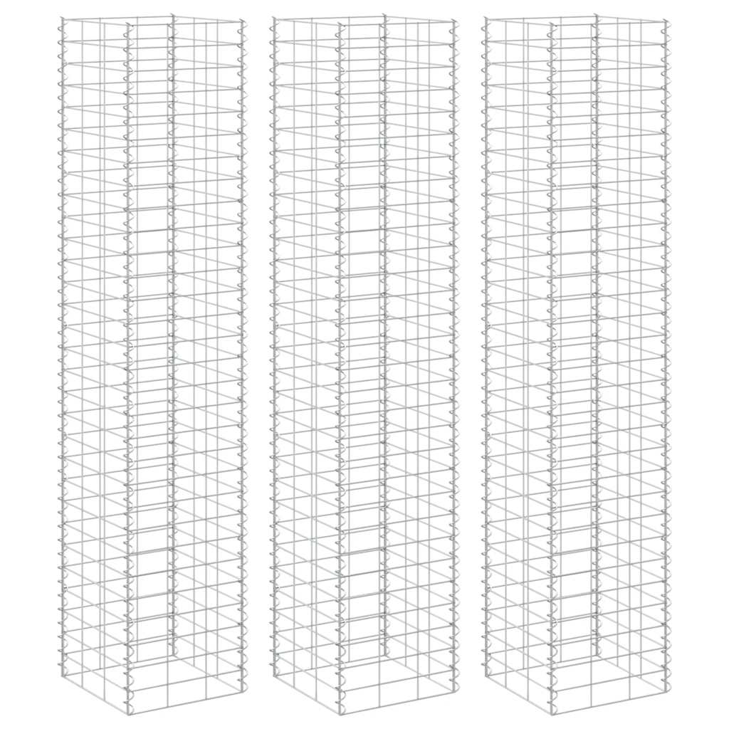 Arriates de gaviones 3 unidades hierro 30x30x100 cm