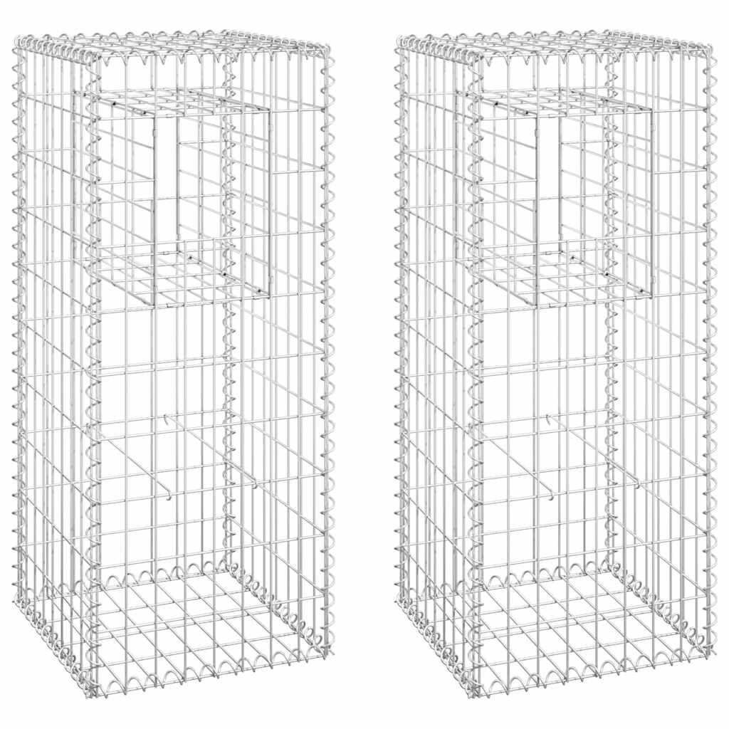 Cestas postes de gaviones 2 unidades hierro 40x40x100 cm