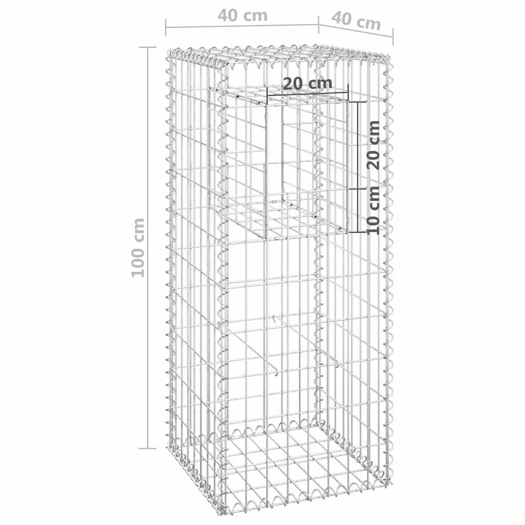 Cestas postes de gaviones 2 unidades hierro 40x40x100 cm