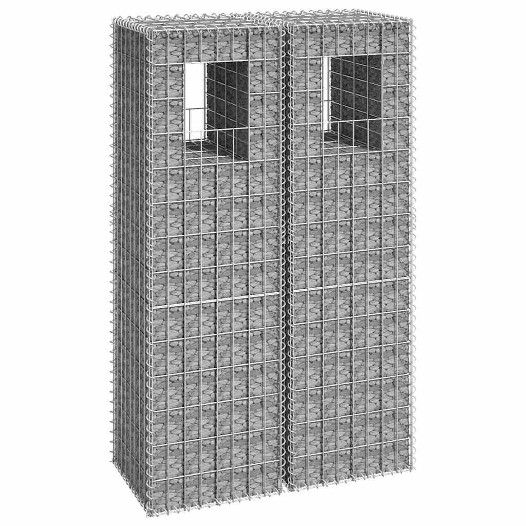 Cestas postes de gaviones 2 unidades hierro 40x40x100 cm