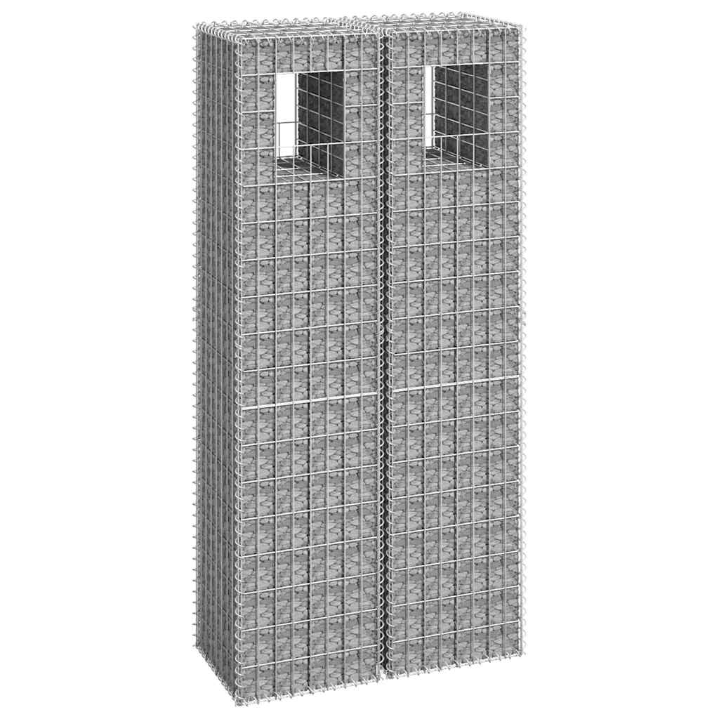 Cestas postes de gaviones 2 unidades hierro 40x40x100 cm