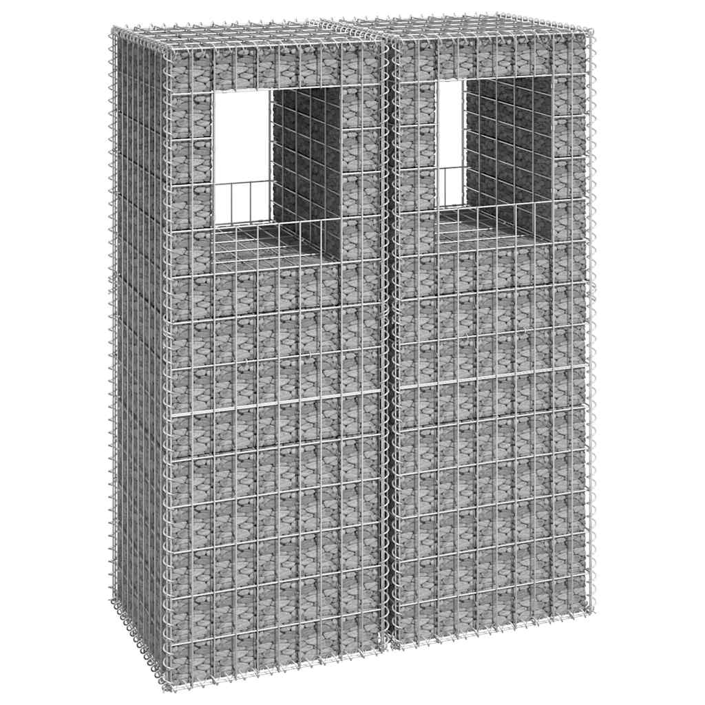 Cestas postes de gaviones 2 unidades hierro 40x40x100 cm