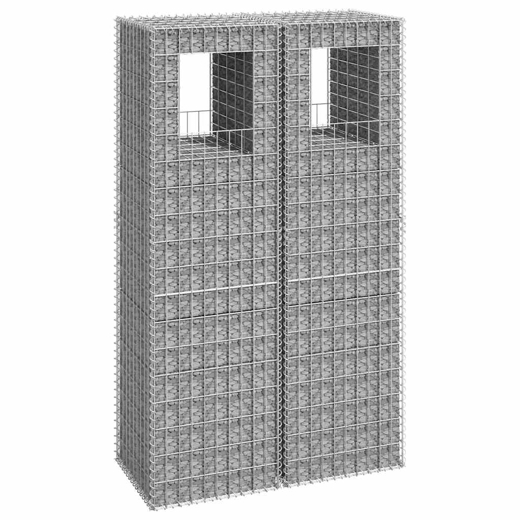 Cestas postes de gaviones 2 unidades hierro 40x40x100 cm