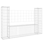 Cesta de gaviones forma de U 2 postes de hierro 140x20x100 cm