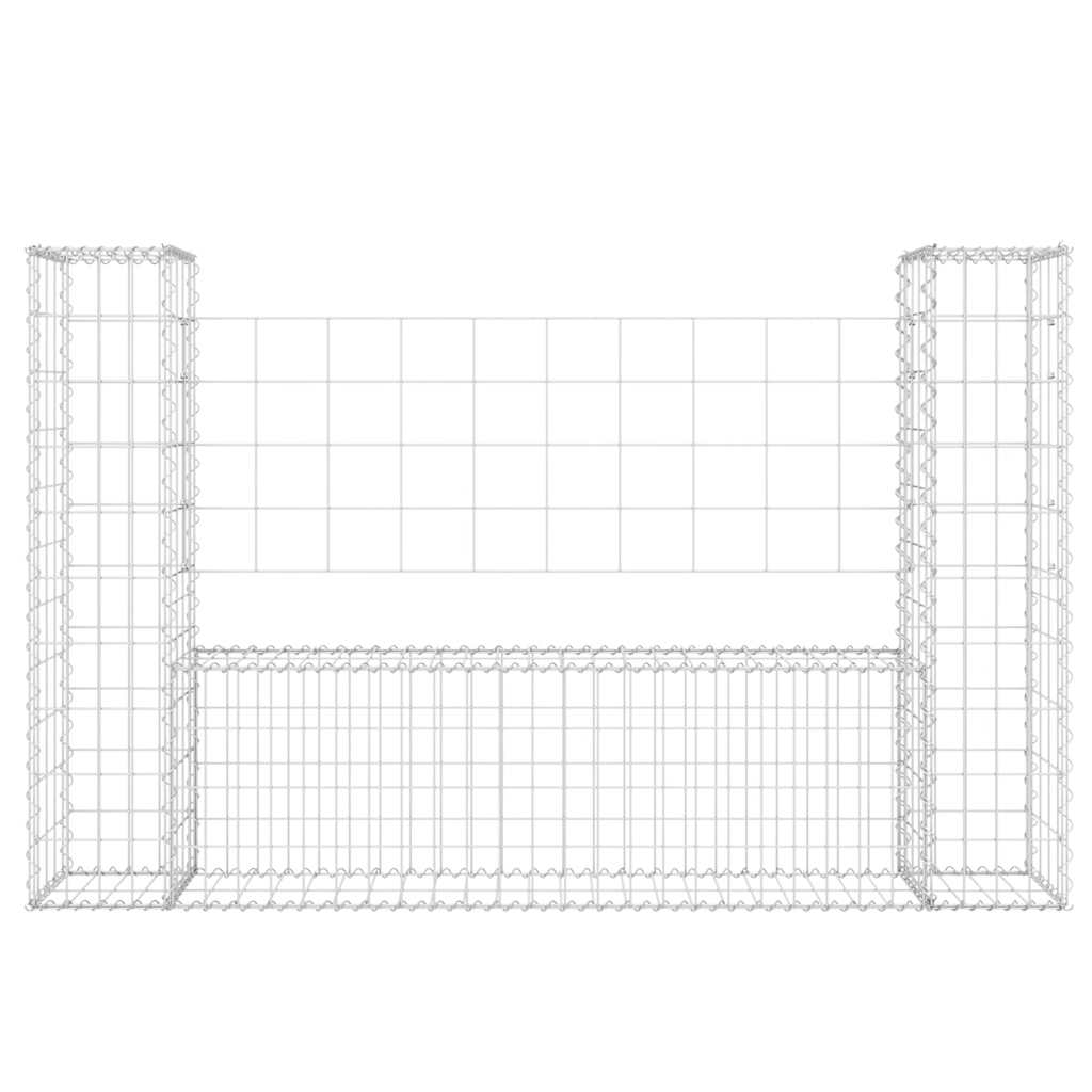 Cesta de gaviones forma de U 2 postes de hierro 140x20x100 cm
