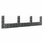 Cesta de gaviones forma de U 2 postes de hierro 140x20x100 cm